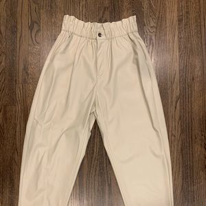 Faux Leather cream pants
